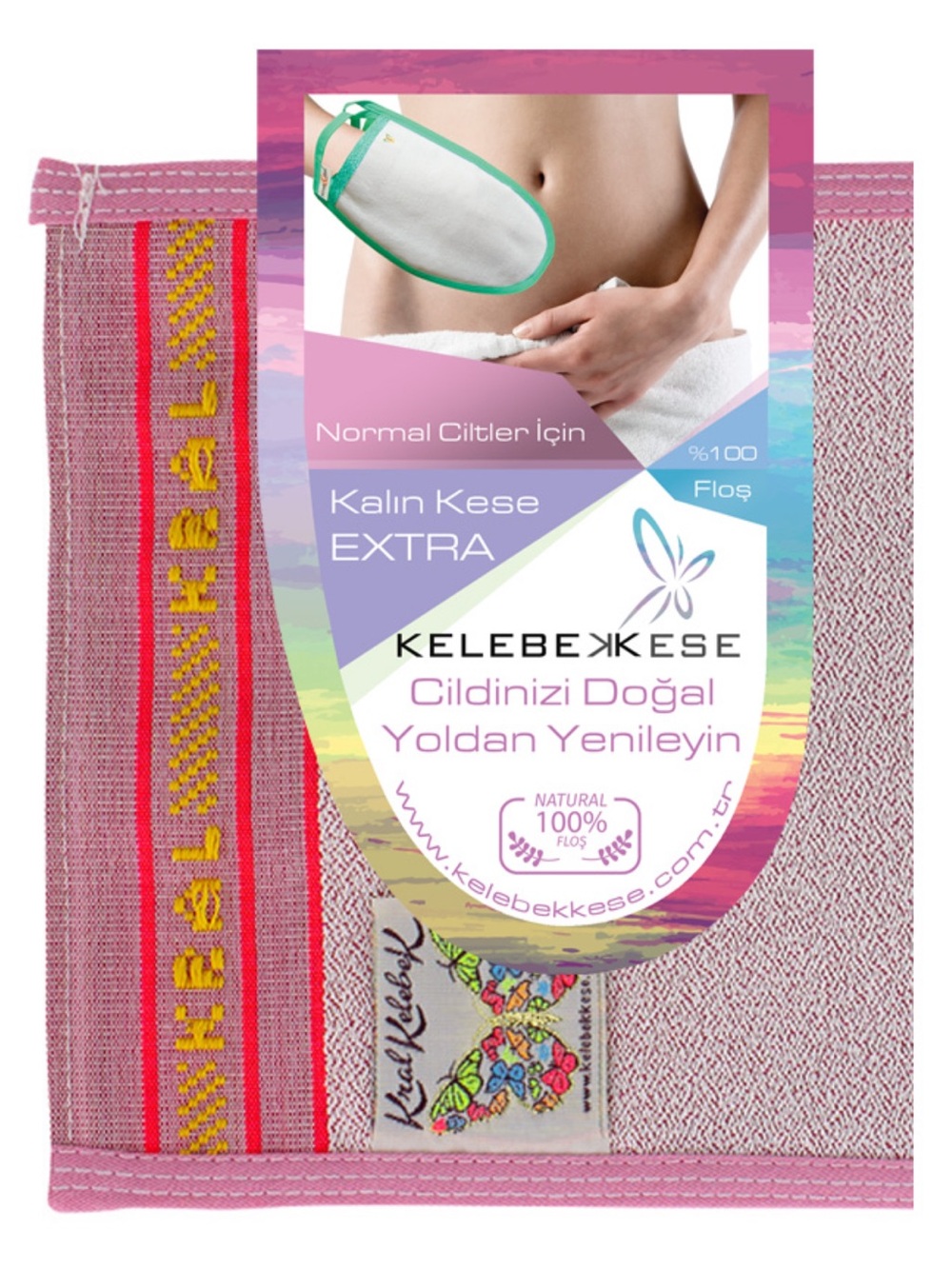 Kelebek Kese King Butterfly Pink Exfoliating Glove